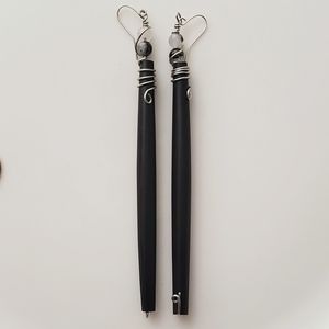 Wire Wrapped Horn & Quartz Earrings
